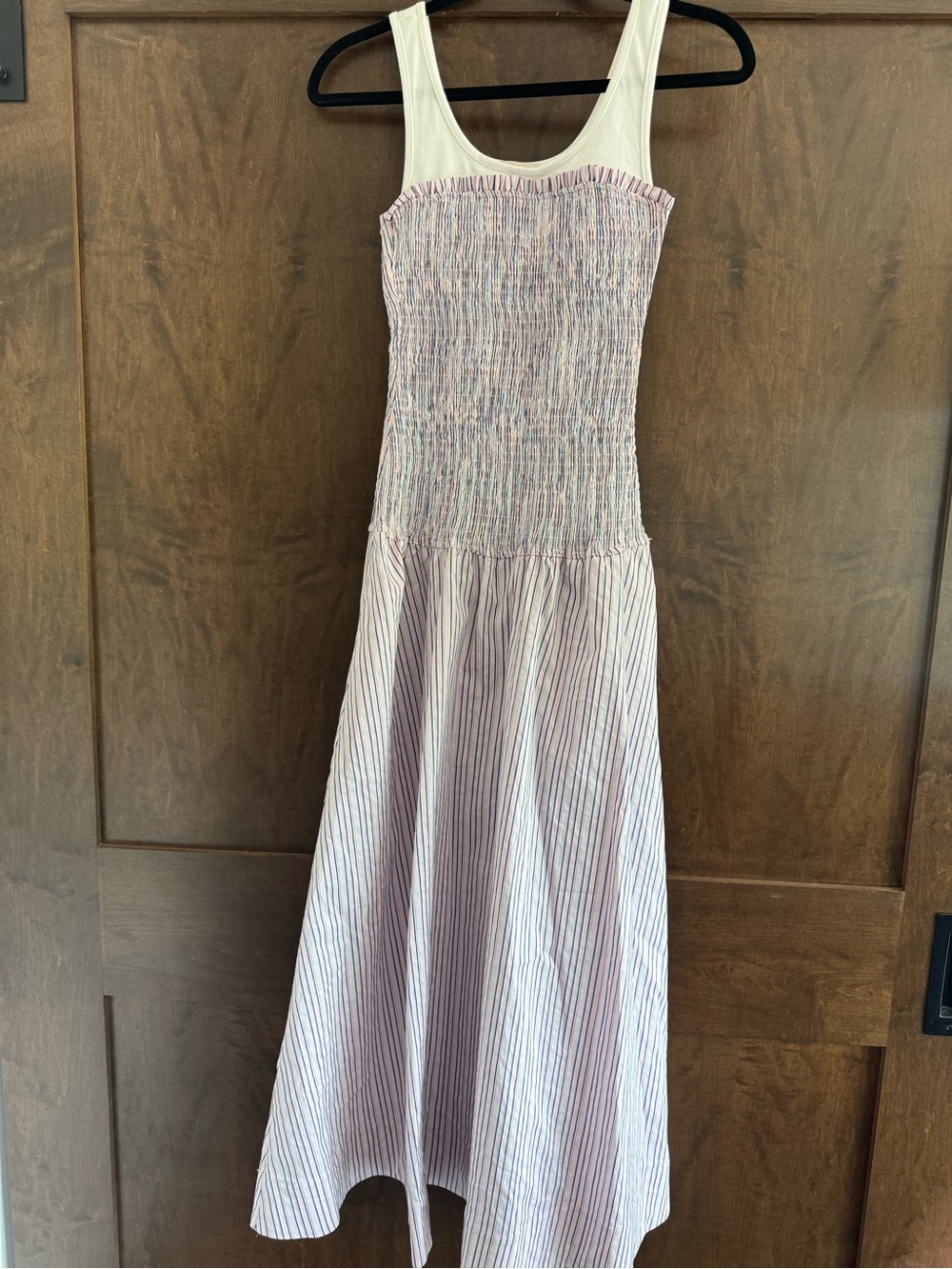 NWOT Cinq A Sept Maggy Sophie Striped Midi-Dress In Strawberry Creme Blue